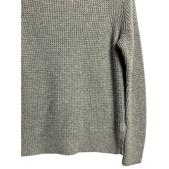 Gap Women's Grey Sweater Minimalist Medium Wool Blend Waffle Knit Crew Neck Warm - Picture 6 of 16